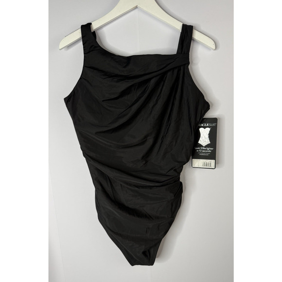 Miraclesuit Avra One Piece Swim Suit Black Size 16 Underwire Slimming NEW $180 - Picture 1 of 6